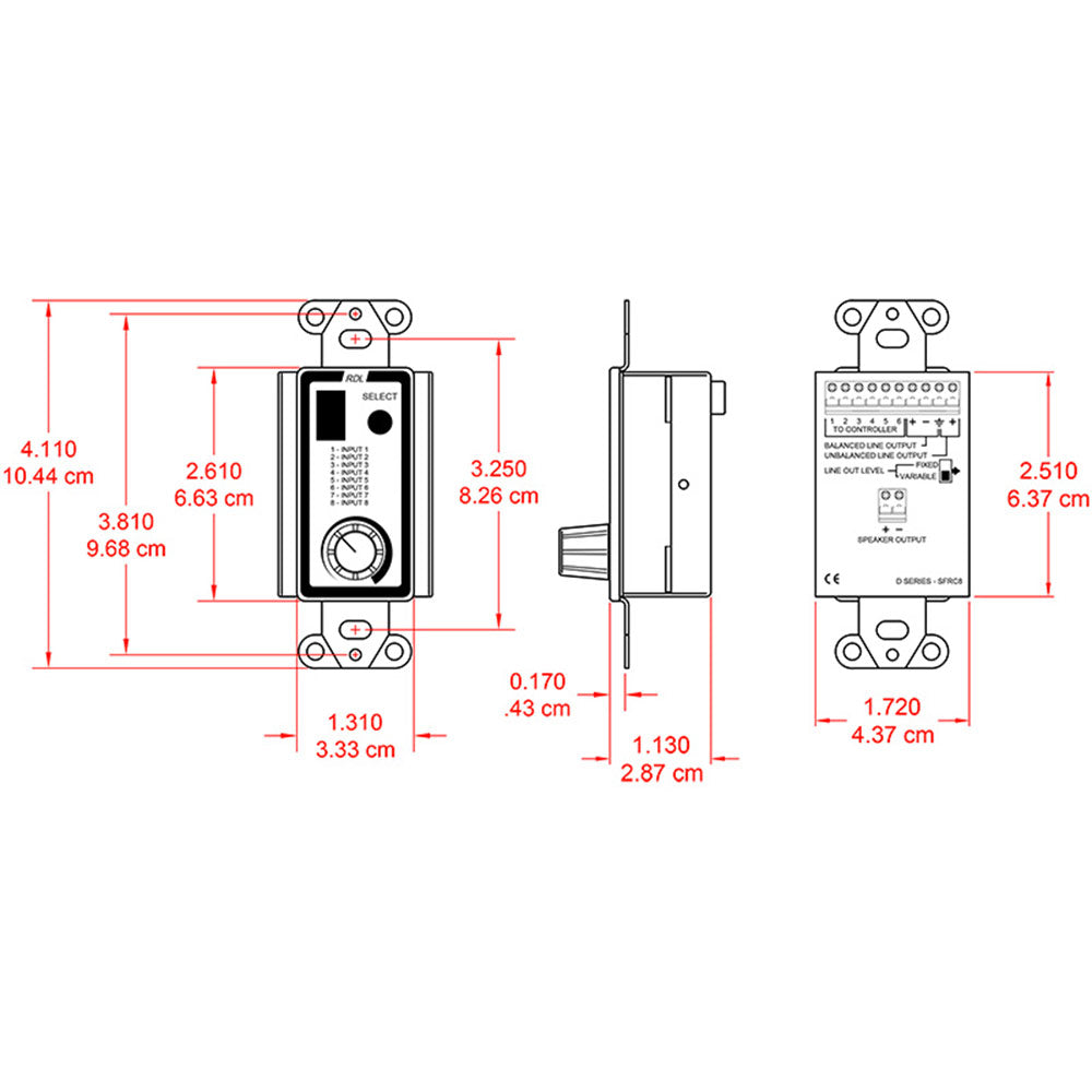 RDL D-SFRC8 Room Control Station for SourceFlex System (White) - Custom Engraving Option
