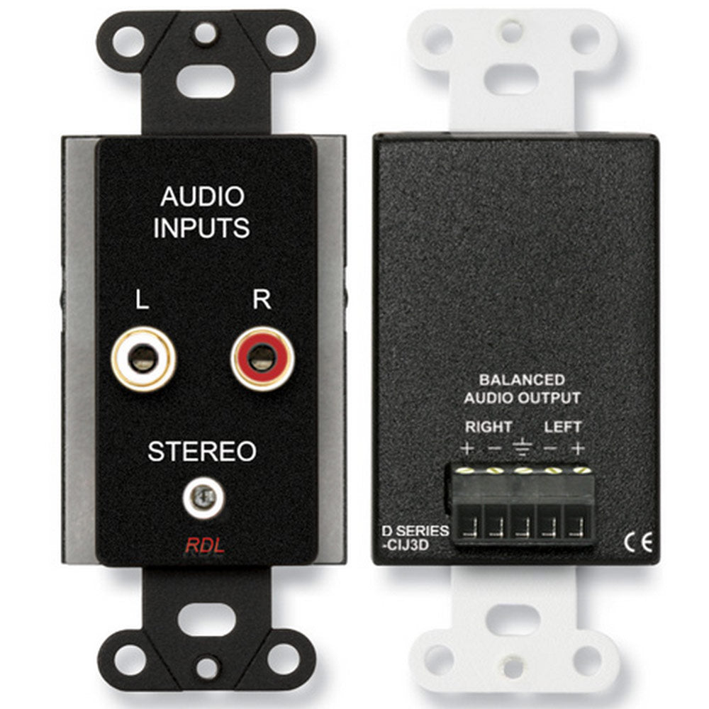 RDL DB-CIJ3D RCA/3.5mm Line Input Jacks on Decora Wall Plate (Stereo) - Custom Engraving Option