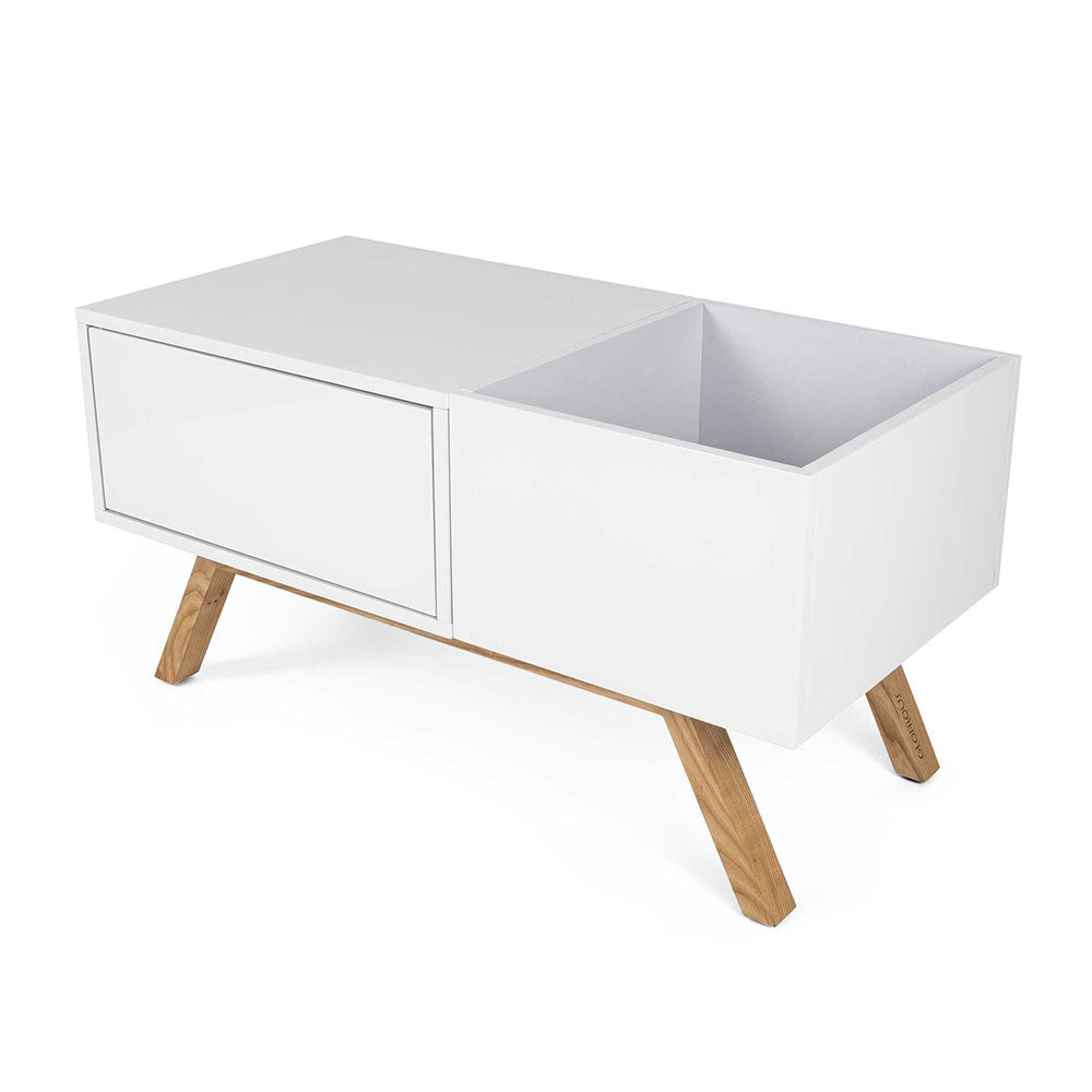 Glorious Turntable Lowboard - Furniture with Storage (White)