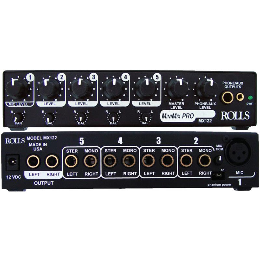 Rolls MX122 Mini Mix - 5-Channel Pro Mic/Source Mixer