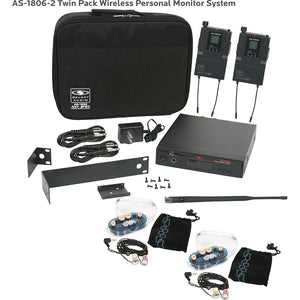 Galaxy Audio AS-1806-2 AnySpot Wireless Personal Monitor System Twin Pack with EB6 (B3 Band / 554-570 MHz)