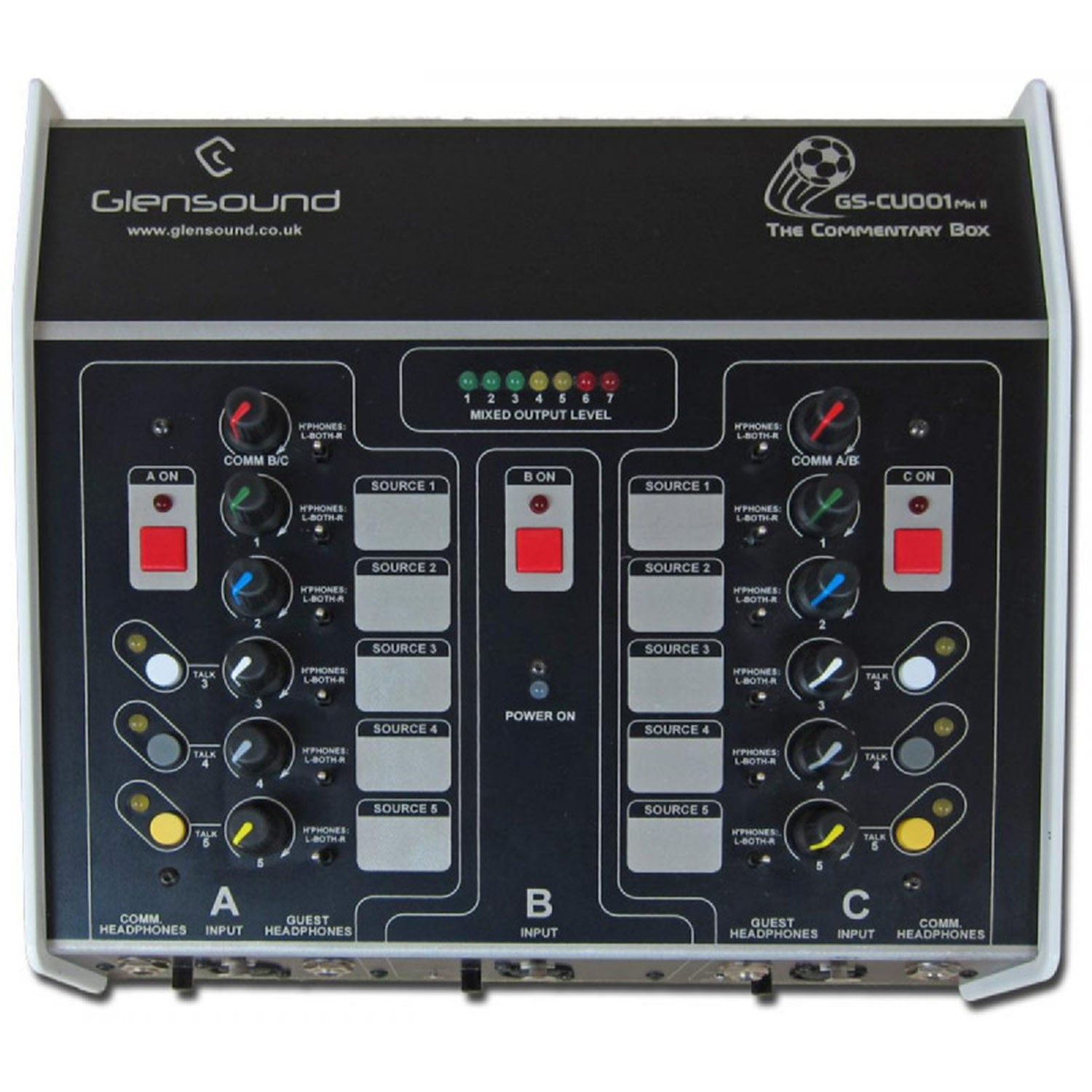 Glensound GS-CU001B MkII Version 3 - Three Commentator Unit With Transformer Balancing