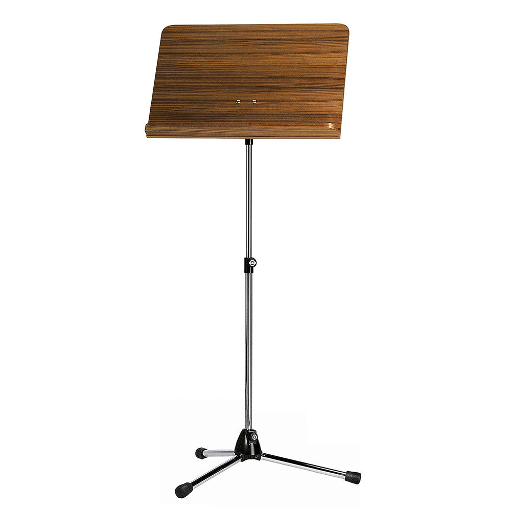 K + M 118/1 Orchestra Music Stand - Chrome Stand with Walnut Top