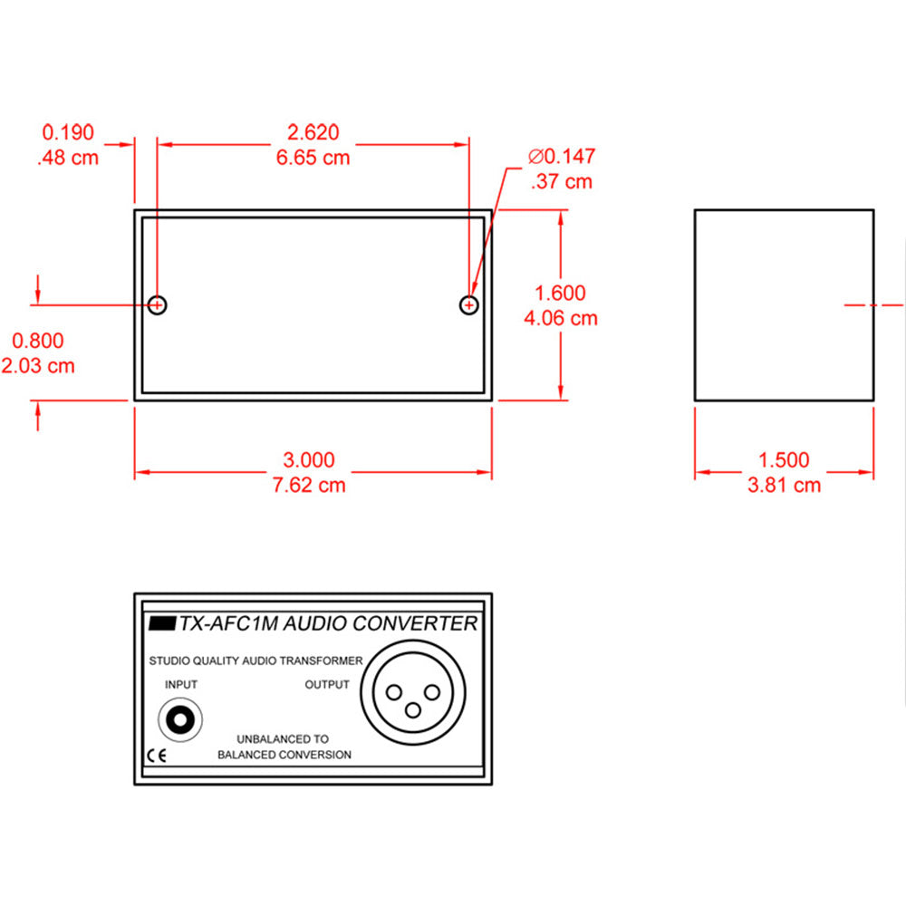 RDL TX-AFC1M Unbal. to Bal. Audio Transformer - Phono, XLR