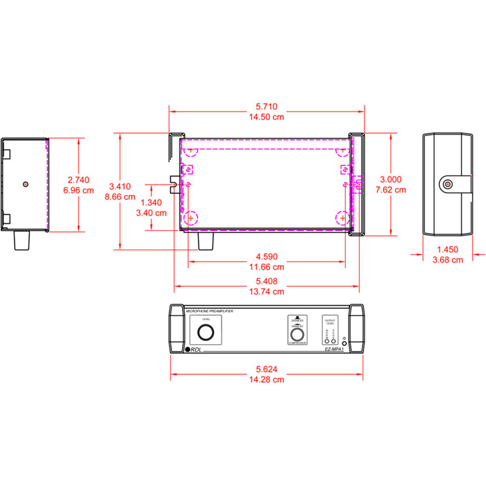 RDL EZ-MPA1 Microphone Preamplifier - Stereo Output with Compressors