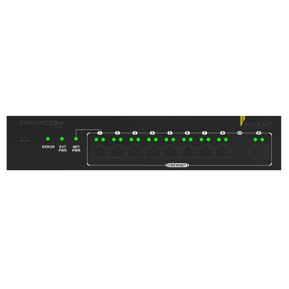 Pliant Technologies CHB-8C-02 CrewCom 8-Port Copper Hub for CrewNet