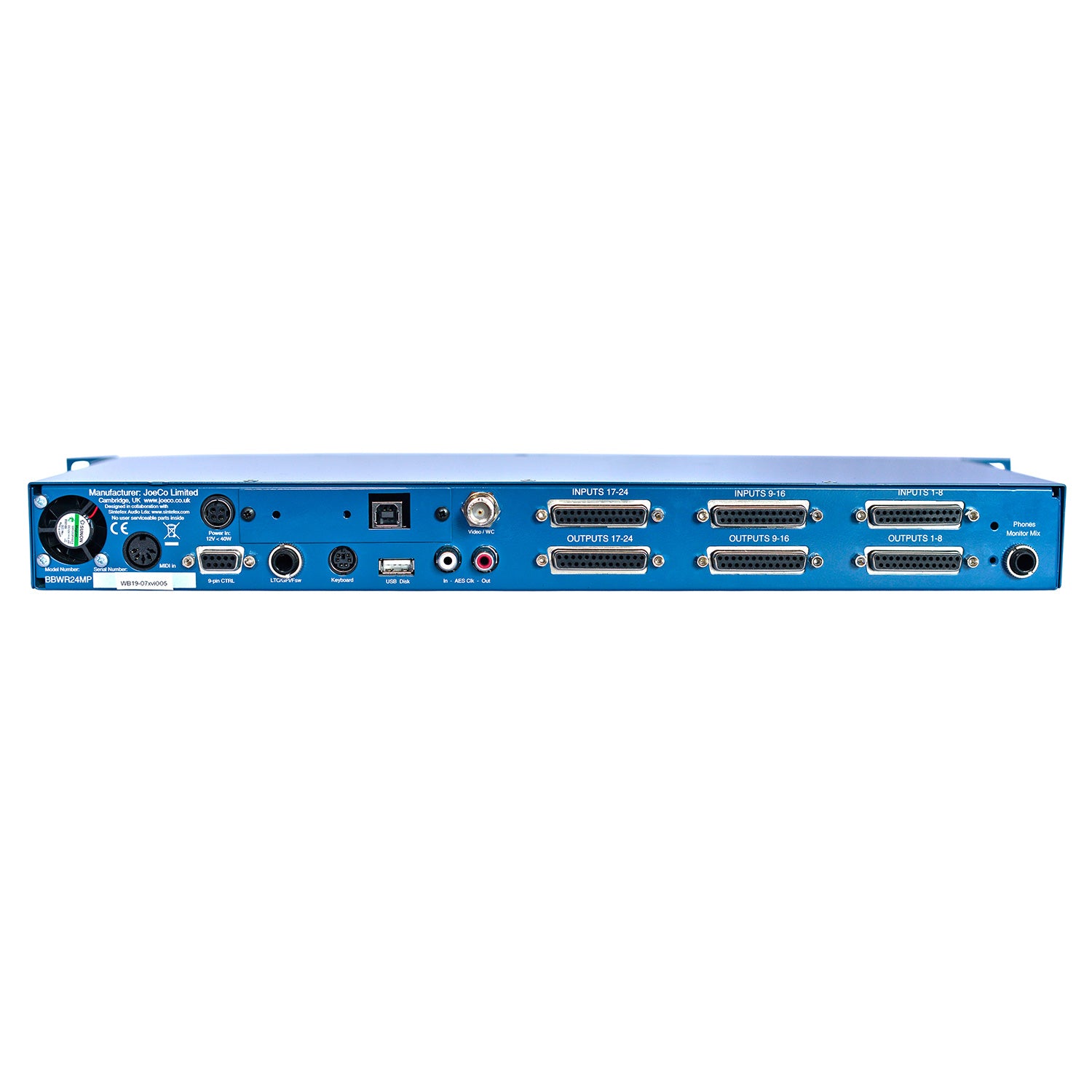 JoeCo BBWR24B - BlueBox 24-Channel Workstation / Interface / Recorder (Balanced Analog Line)