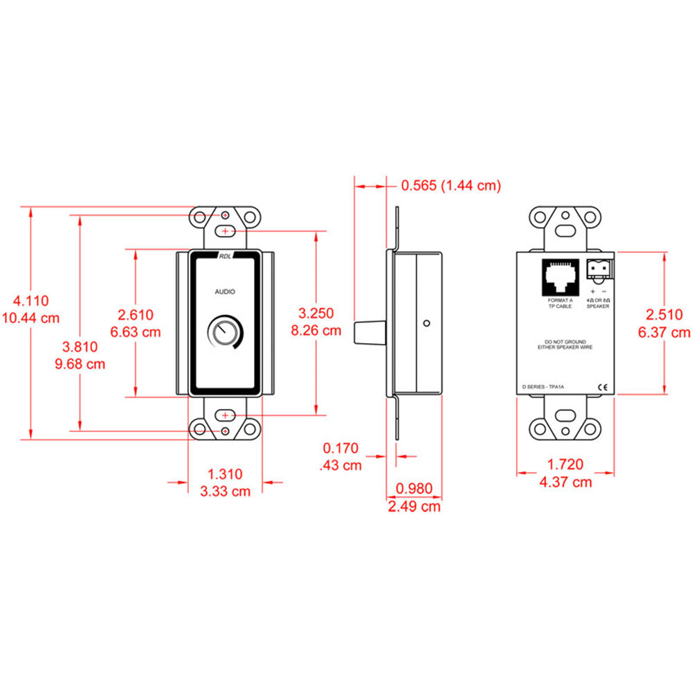 RDL D-TPA1A Decora Mount 3.5-Watt Format-A Headphone Amplifier (White) - Custom Engraving Option