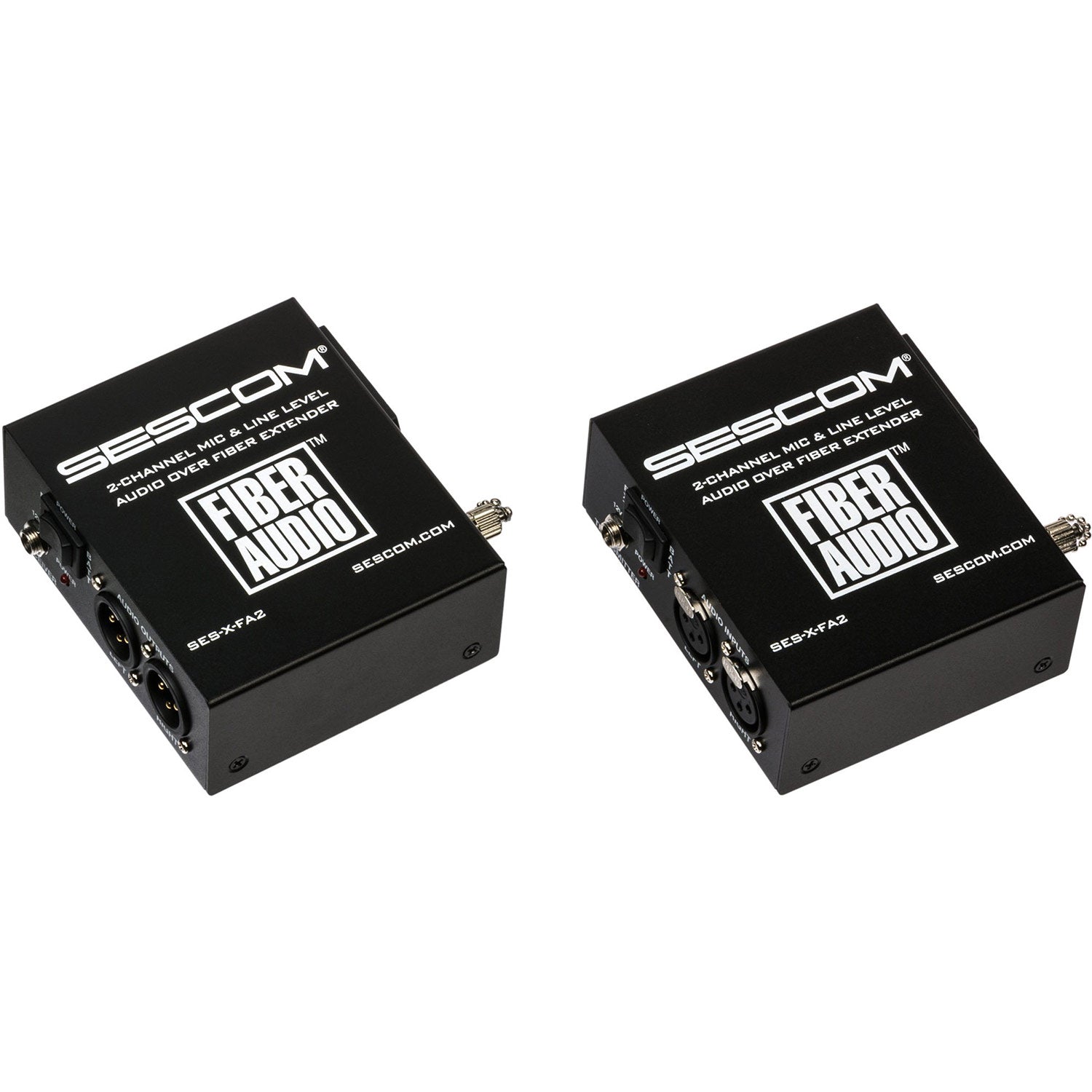 Sescom SES-X-FA2 Portable Battery Operated 2-Channel Mic & Line Level Audio Over Single Fiber Extender Kit