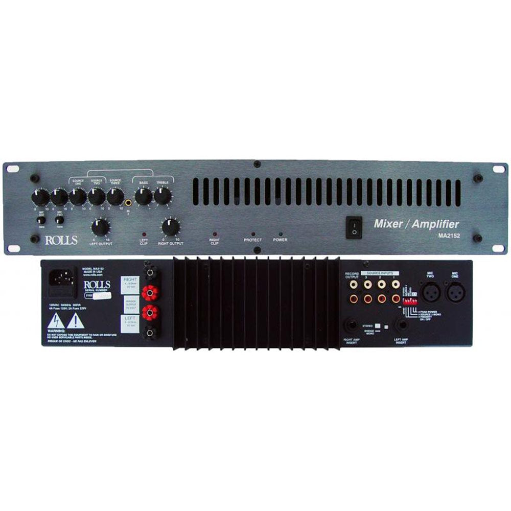 Rolls MA2152 Stereo 70V Mixer/Amplifier - 100 Watts/Ch - 2RU