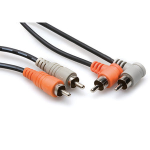 Hosa CRA-201R Stereo Interconnect, Dual RCA to Dual Right-angle RCA, 3.3 feet