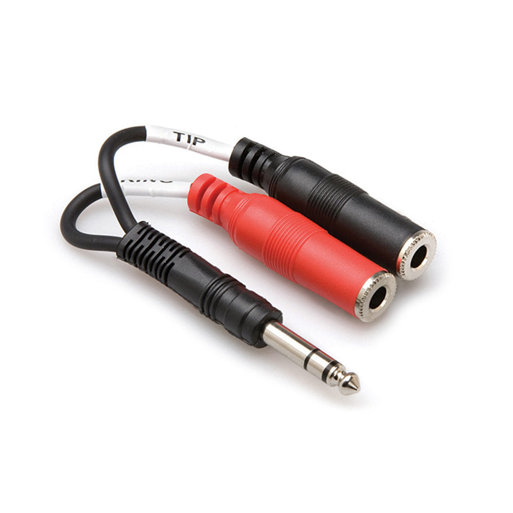 Hosa YPP-117 1/4 inch TRS to Dual 1/4 inch TSF Stereo Breakout Cable, 6 inches