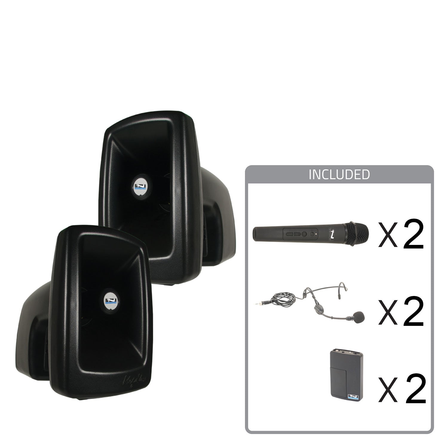 Anchor Audio Megavox 2 Air X4 - Portable Dual Speaker Package with 2x Wireless Handheld/2x Headsets