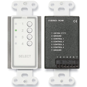 RDL D-RC4M 4-Channel Remote Source Selector for D-SERIES (White) - Custom Engraving Option